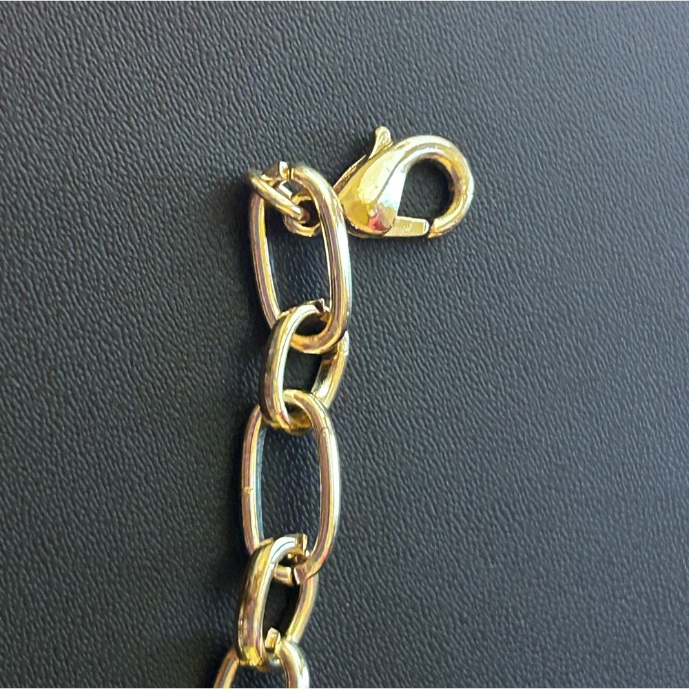 Vintage Gold Chain Necklace Green Malachite Pendant Drop Y Necklace Lariat - Picture 6 of 9